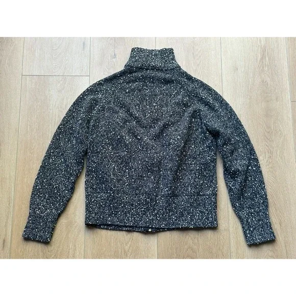 Vtg Liz Claiborne Black White Marled Knit Full Zip Sweater Mock Women Medium - Picture 7 of 10